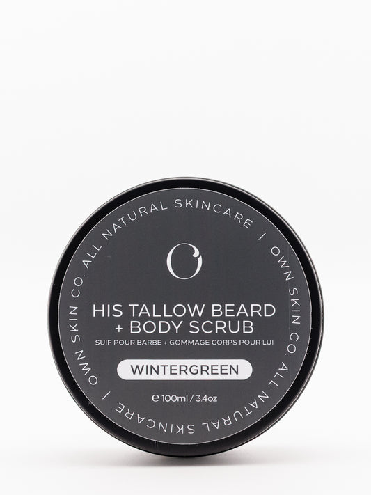 Men's beef tallow beard and body scrub for dry skin, flaky skin, beard flakes