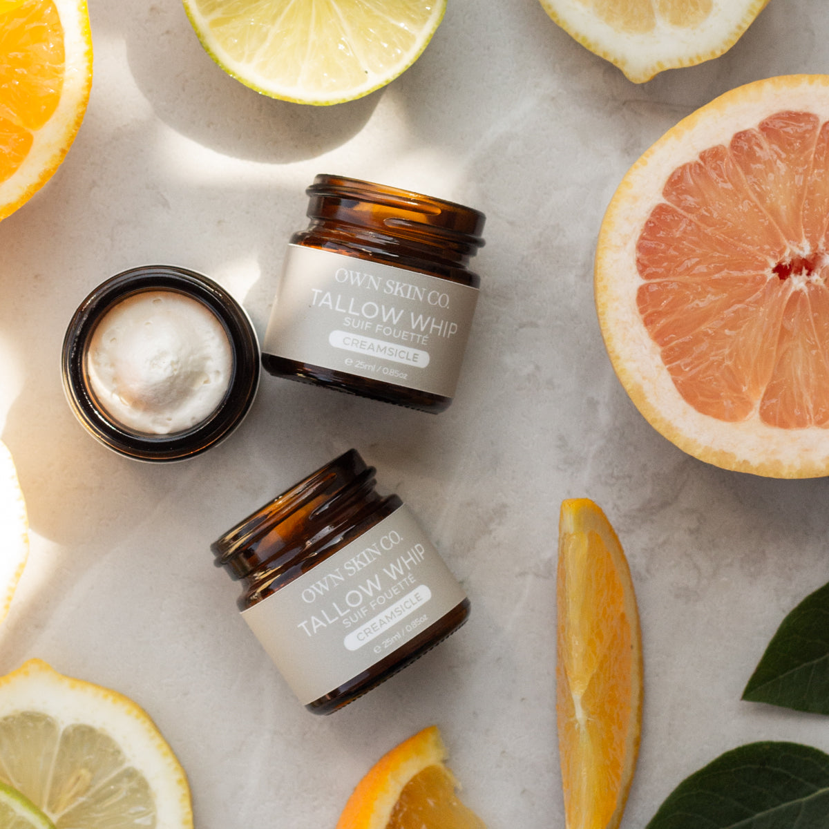 Citrus creamsicle whipped beef tallow moisturizer for skin
