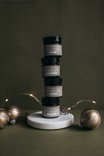 Stack Of Tallow Whipped Moisturizers Made In Canada