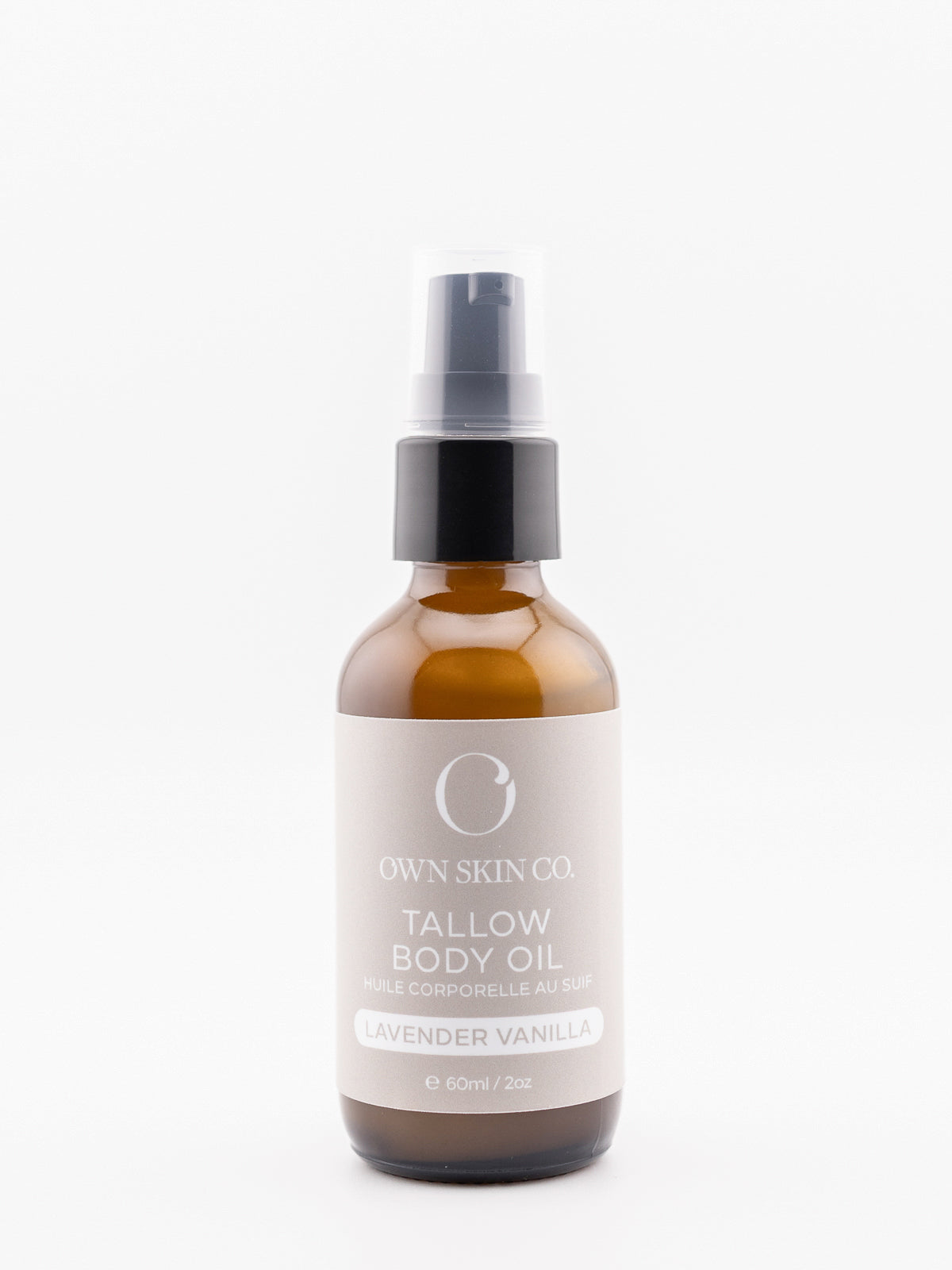 Lavender Vanilla Body oil made with beef tallow in Canada