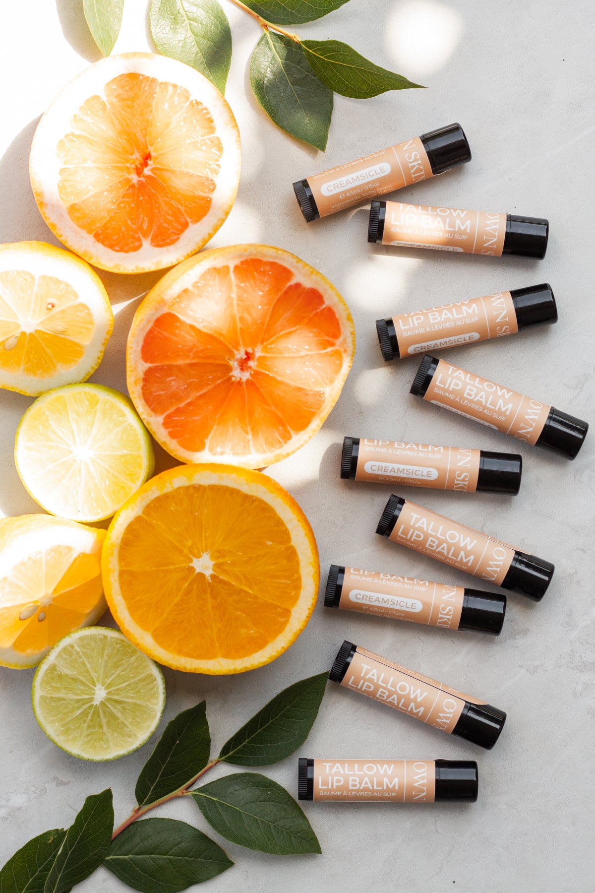 Citrus tallow lip balms