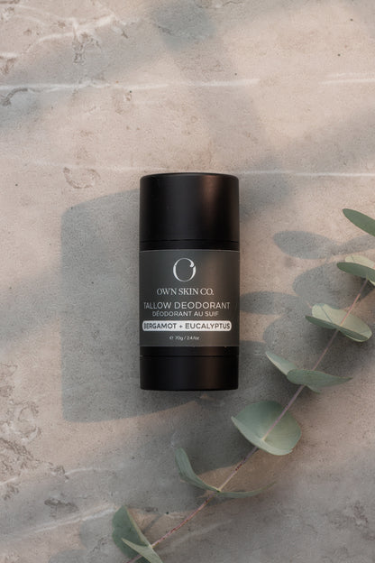 Own skin co bergamot and eucalyptus natural aluminum free tallow deodorant