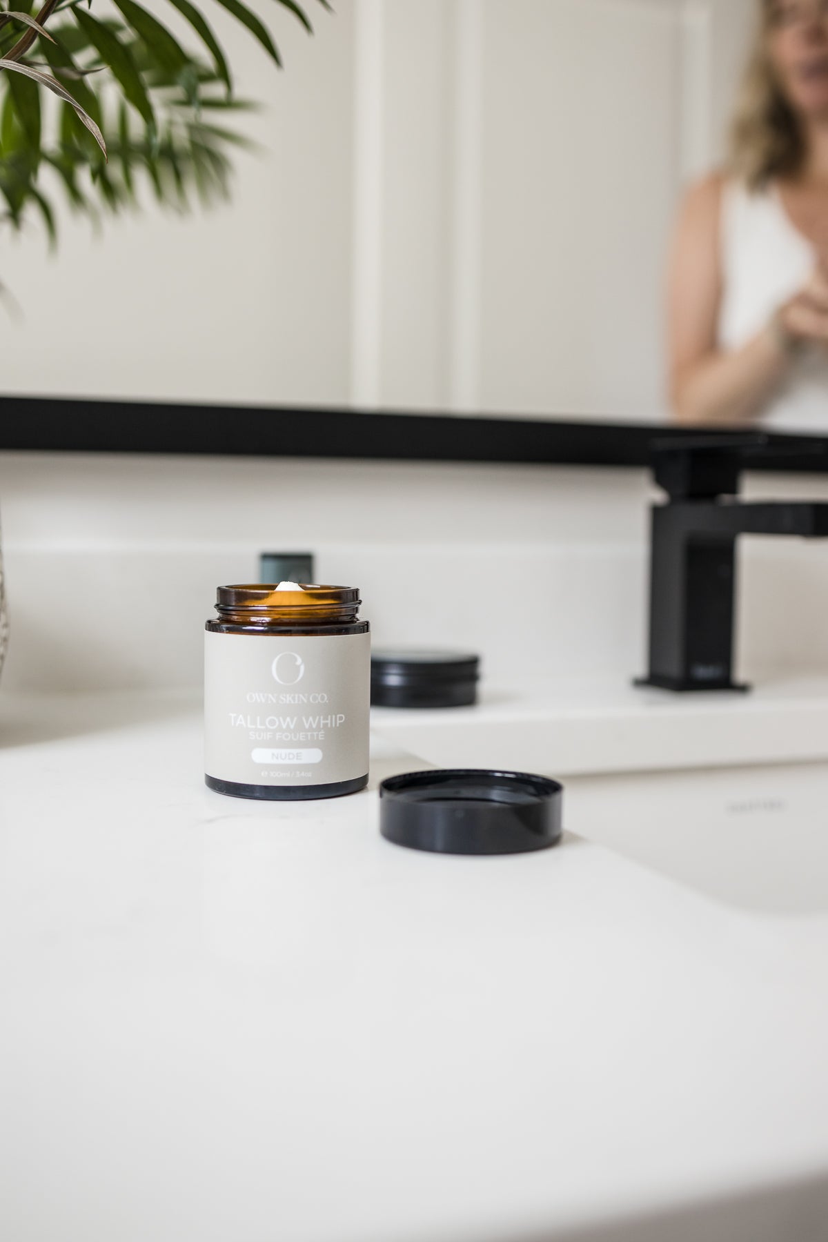 Tallow For Skin, Tallow jar on Bathroom Counter