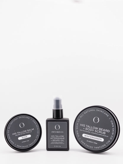 Natural men's beef tallow skincare set unscented
