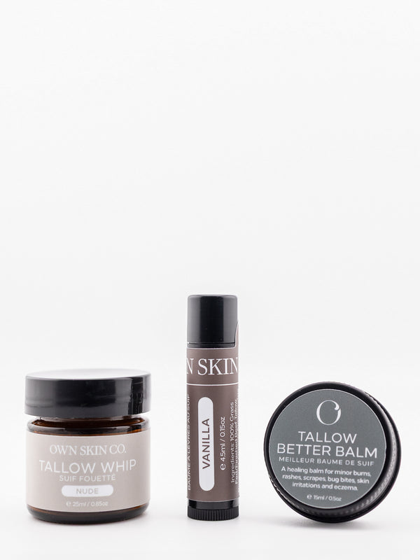 Beef Tallow Skincare mini set for sampling, gifting and travelling 